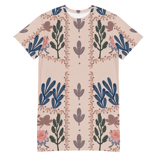 Leaf print T-shirt dress